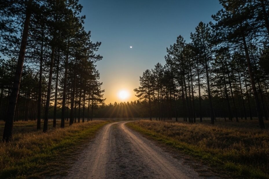Céu noturno com lua cheia proeminente e paisagem terrestre, simbolizando previsões astrológicas para a semana de 1 a 7 de março.