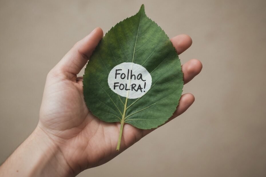 Mão feminina segura folha de louro com palavra escrita para atrair sorte e prosperidade